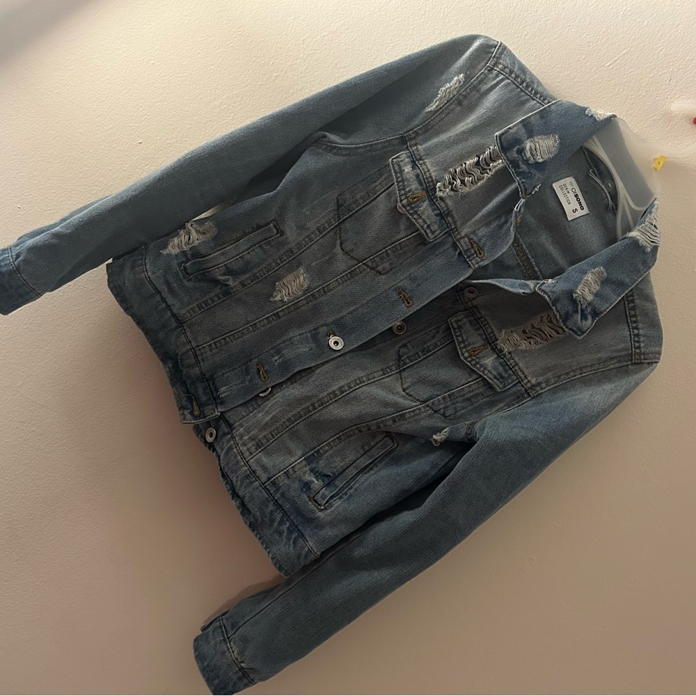Ci Sono Blue Distressed Jean Jacket